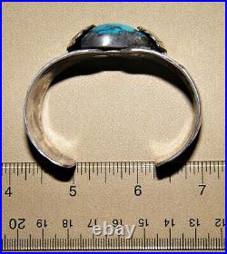 Antique Sterling Silver NAVAJO GIBSON GENE TURQUOISE CUFF BRACELET 55gMarked
