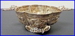 Antique Sterling Silver Rare Repousse Footed Bowl/Wine Taster Cup with marking