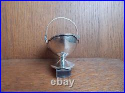 Antique Sterling Silver Sugar Ring Medallion Basket Bowl 925/1000 sheild Mark