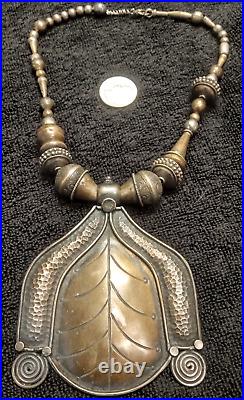 Antique Sterling Silver Tibetan Style Solid Marked 925 Large Chain