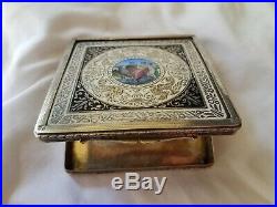 Antique Sterling and Enamel Nudes Cigarette Case, marked 800