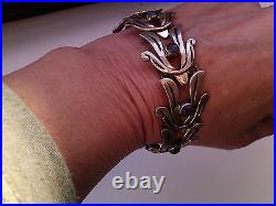 Antique VTG 925 sterling silver purple stone bracelet 32 gr Mexican Mexico
