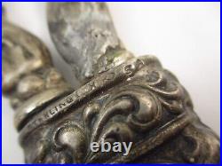 Antique Victorian Ornate Sterling Silver 10 Scissors with Sheath Marked SA