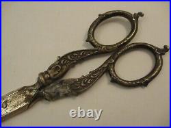 Antique Victorian Ornate Sterling Silver 10 Scissors with Sheath Marked SA