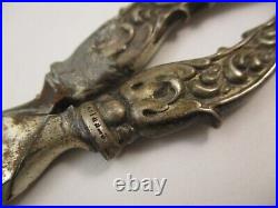 Antique Victorian Ornate Sterling Silver 10 Scissors with Sheath Marked SA