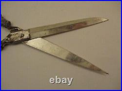 Antique Victorian Ornate Sterling Silver 10 Scissors with Sheath Marked SA