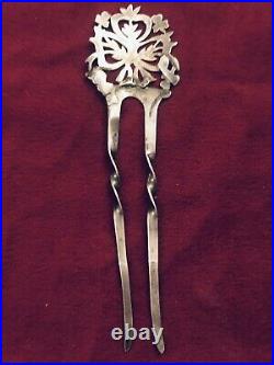 Antique Victorian Sterling Silver Filigree Openwork Hair Pin Comb 5 Long