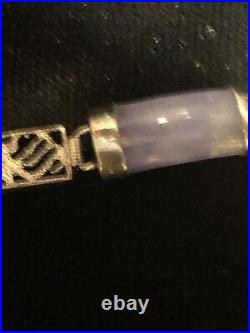 Antique Vintage Sterling Silver Jade Bracelet Marked