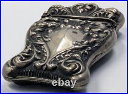 Antique Vintage Sterling Silver Marked Match Safe Nouveau Mythological Dragons