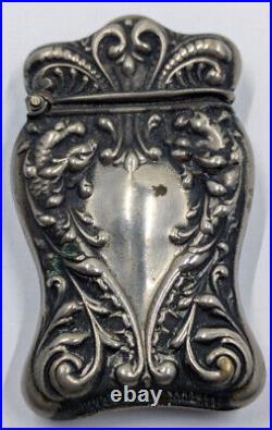 Antique Vintage Sterling Silver Marked Match Safe Nouveau Mythological Dragons