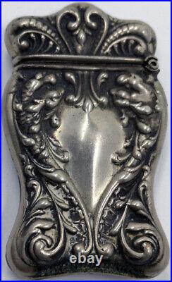 Antique Vintage Sterling Silver Marked Match Safe Nouveau Mythological Dragons