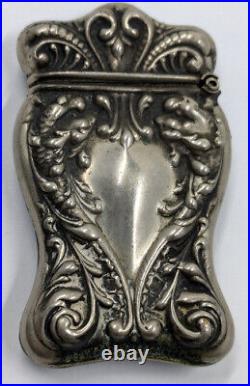 Antique Vintage Sterling Silver Marked Match Safe Nouveau Mythological Dragons