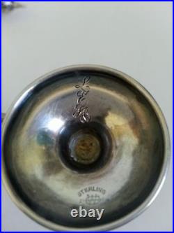 Antique Webster &co Sterling Silver Salt& Pepper Shakers Mark Cursive Letter Lek