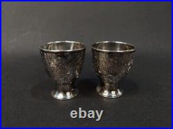 Antique japanese Sterling silver sake cups maker marked