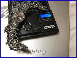 Antique marked Sterling silver repousse purse handbag frame portrait medallion