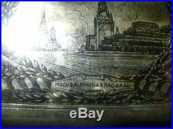 Antique russian cigarette box enamel sterling silver kremlin moscow stamp mark