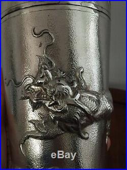 Antiques Chinese Export Sterling Silver Cocktail Shake With Dragon Design Marked