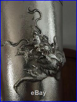 Antiques Chinese Export Sterling Silver Cocktail Shake With Dragon Design Marked