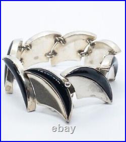 Antonio Pineda 1949-1953 Mark Mexican Silver Onyx Bracelet