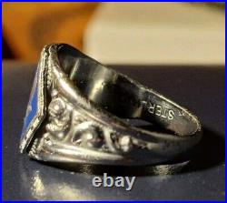 Art Deco Masonic Ring Marked Sterling Beautiful Enameling & Symbolism Read