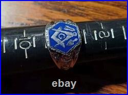 Art Deco Masonic Ring Marked Sterling Beautiful Enameling & Symbolism Read