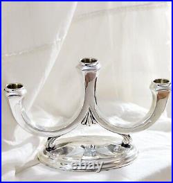 Art Deco Style Candelabra Three-armed Sterling Silver Made In Germany Marked