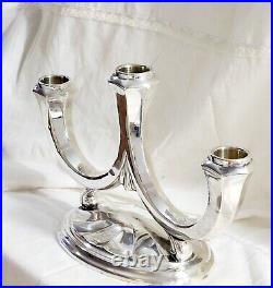 Art Deco Style Candelabra Three-armed Sterling Silver Made In Germany Marked