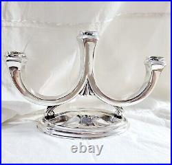 Art Deco Style Candelabra Three-armed Sterling Silver Made In Germany Marked