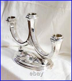 Art Deco Style Candelabra Three-armed Sterling Silver Made In Germany Marked