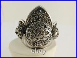 Art Nouveau French Cottage Sterling Silver Bracelet 50 G Handwrought Crab Mark