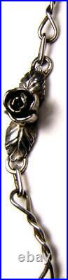 Art Nouveau Huge Baltic Amber Sterling Silver Roses Necklace 47.2 gms 7/8 Thick