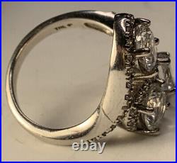 Art Nouveau Sterling Silver 925 CZ Marked Signed THL Samuel Aaron Ring Sz 7