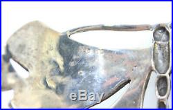 Art Nouveau Sterling Silver Dragonfly Cuff Bracelet Marked'WTS' &'925' 30.6g