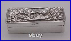 Art Nouveau Sterling Silver box, Rectangular, marked Sterling and 925 7 cm long