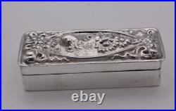 Art Nouveau Sterling Silver box, Rectangular, marked Sterling and 925 7 cm long