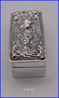 Art Nouveau Sterling Silver box, Rectangular, marked Sterling and 925 7 cm long