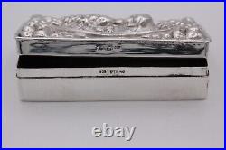 Art Nouveau Sterling Silver box, Rectangular, marked Sterling and 925 7 cm long