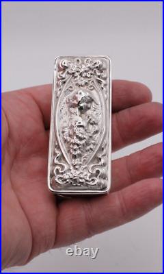 Art Nouveau Sterling Silver box, Rectangular, marked Sterling and 925 7 cm long