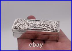 Art Nouveau Sterling Silver box, Rectangular, marked Sterling and 925 7 cm long