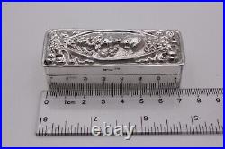 Art Nouveau Sterling Silver box, Rectangular, marked Sterling and 925 7 cm long