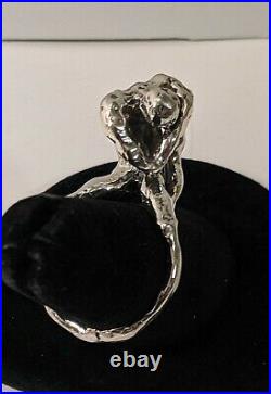 Artisan Sterling Silver The Thinker Ring Artisan Sculpted 12.8g Sz 6.5 Signed