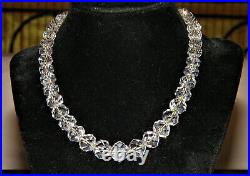 Atq Art Deco K. UYEDA Faceted ROCK CRYSTAL Graduated BEADS NECKLACE 61g Japan