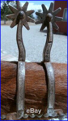 August Buermann Sterling Silver/Iron Star Marked Old Horse Spurs