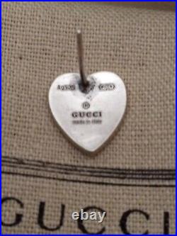 Auth GUCCI Sterling Silver Heart G Logo Earrings Marked AGI925 MADE IN ITALY