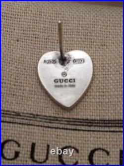 Auth GUCCI Sterling Silver Heart G Logo Earrings Marked AGI925 MADE IN ITALY