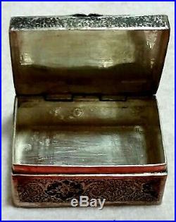 BEAUTIFUL PERSIAN ANTIQUE NIELLO SILVER SNUFF TOBACCO BOX bessamim SGND MARKED