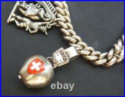 BIG 1950's 800 Silver LARGE Charm Bracelet 1958 Worlds Fair Articulated & Enamel