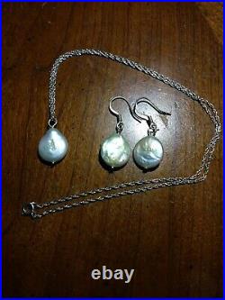 BIG SALE! New Coin Pearls from Thailand charm, chain, & Earrings all marked 925