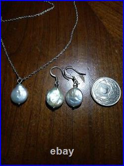 BIG SALE! New Coin Pearls from Thailand charm, chain, & Earrings all marked 925