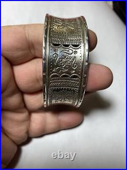 Bangle Bracelet Sterling Wide Heavy Vintage Signed 82 Grams Or 2.9 Ounces Old
